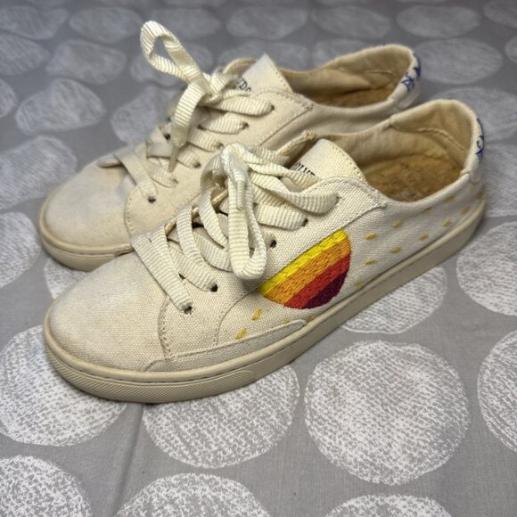Soludos x Lockhart Embroidery Embroidered Sun Rainbow Sneaker Sz 7 - Picture 1 of 16